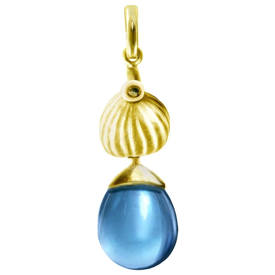 Calgaro Smokey Topaz Gold Drop Pendant Necklace at 1stDibs