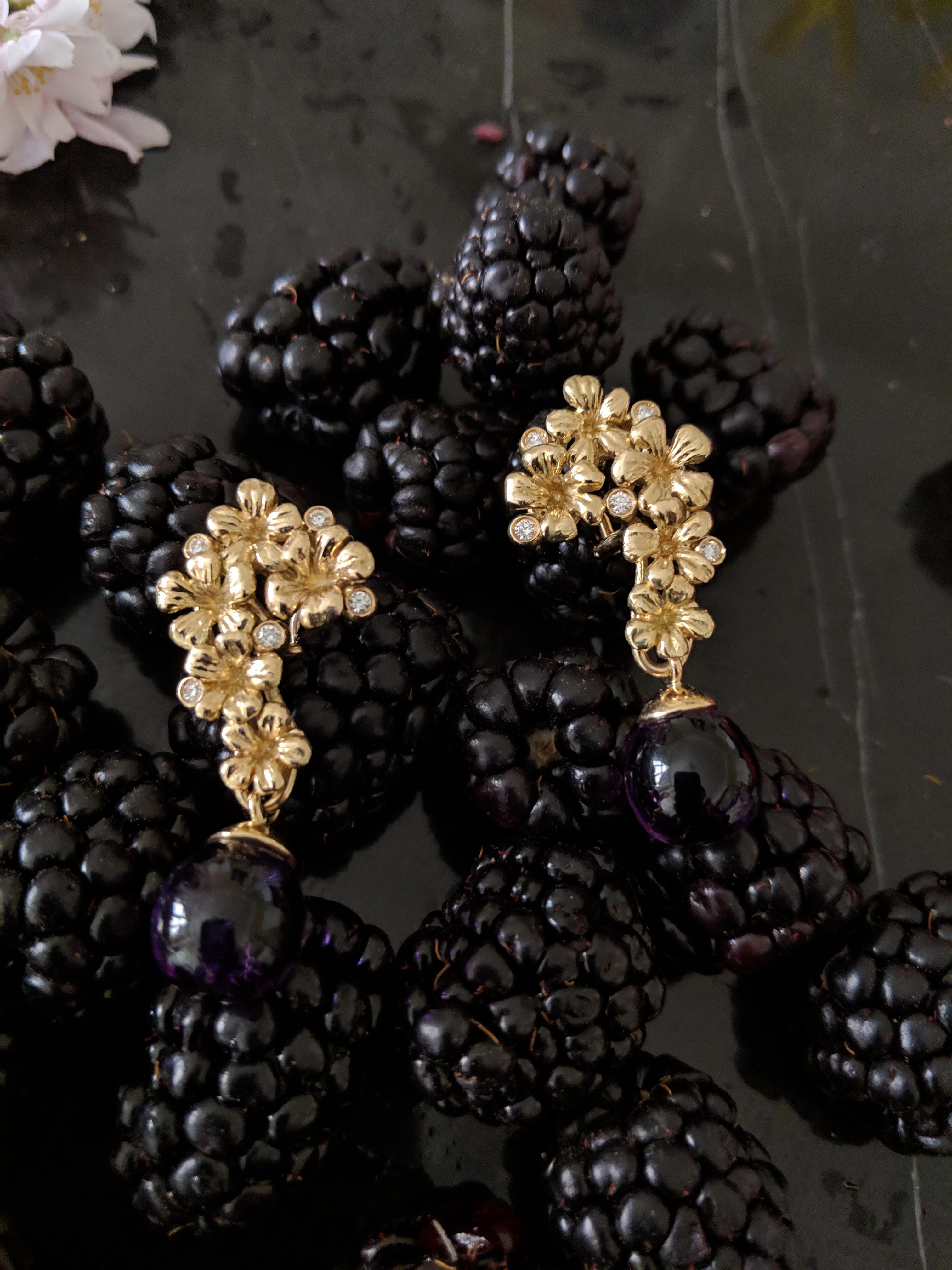 Gelbgold-Halskette mit Tropfenanhänger mit Diamanten und abnehmbarem Quarz im Angebot 3