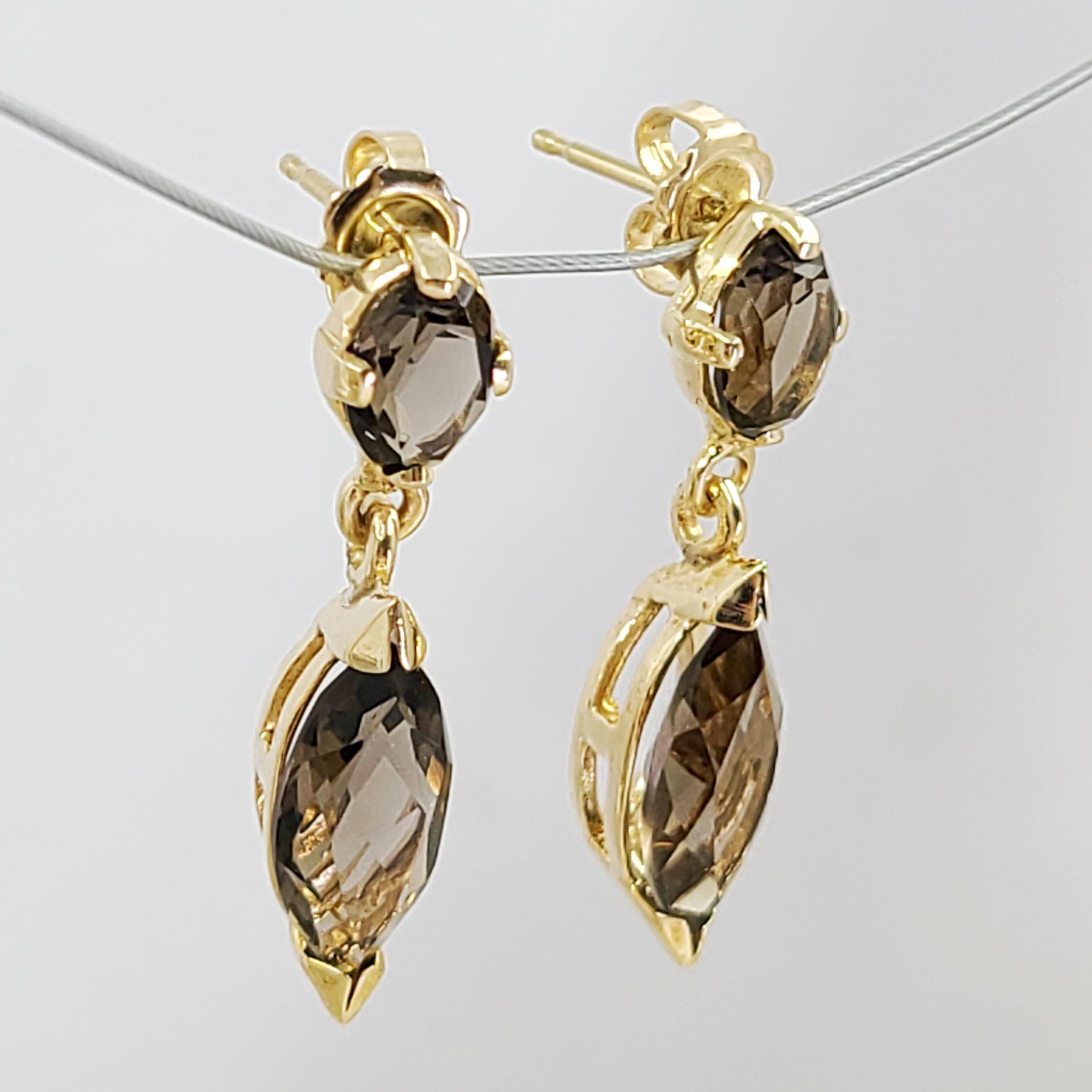 smoky quartz earrings gold
