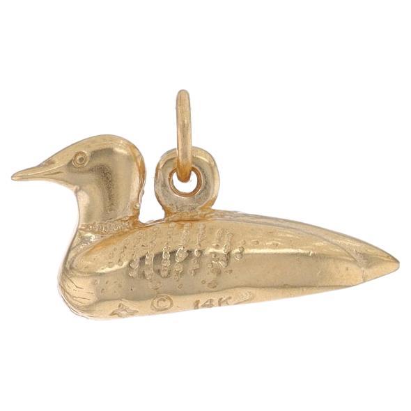 Yellow Gold Duck Charm - 14k Waterfowl Bird For Sale
