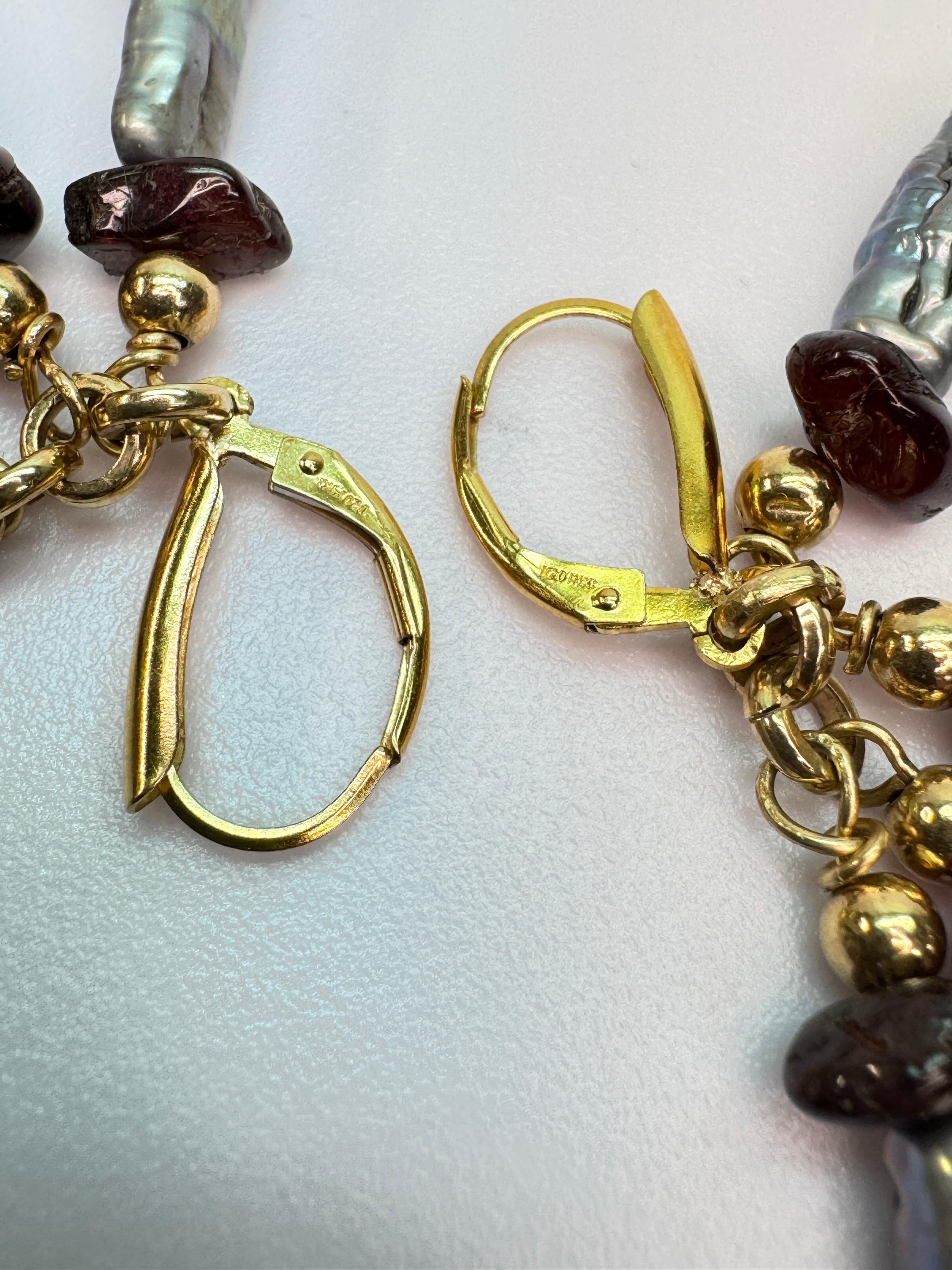 Yellow Gold Dyed Biwa Pearl Dangle Earrings For Sale 3
