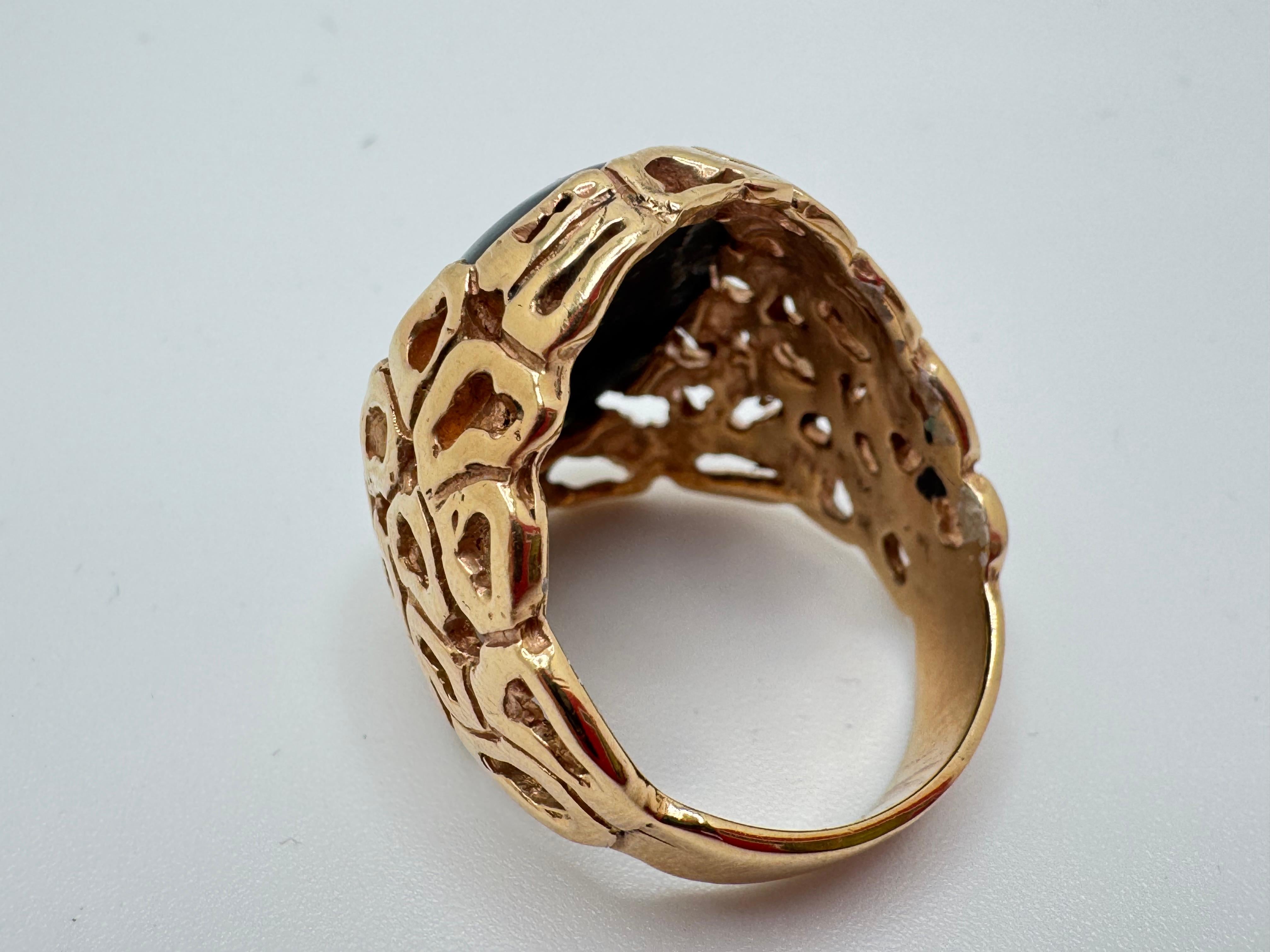 Gelbgold gefärbter Tigerauge-Ring im Angebot 3