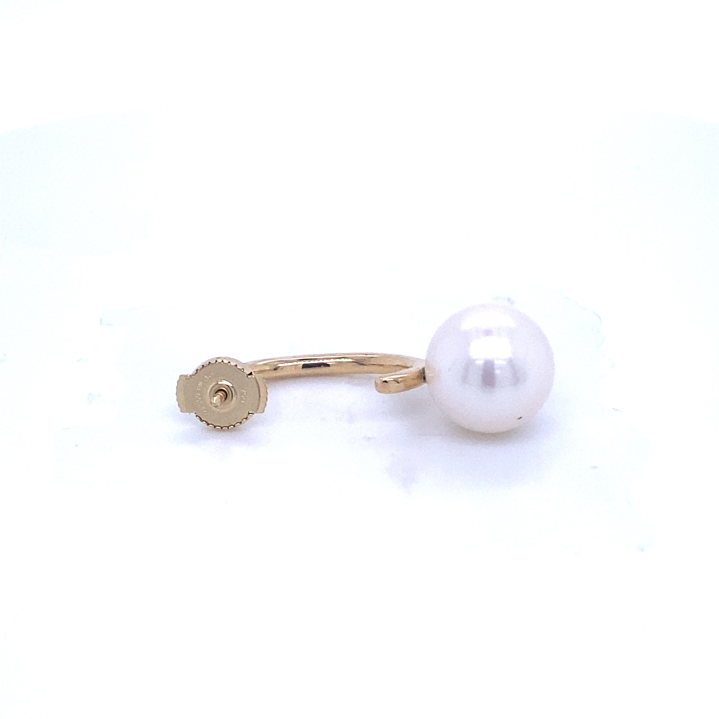 Taille mixte Boucles d'oreilles en or jaune avec perles et diamants 0,21 carat en vente