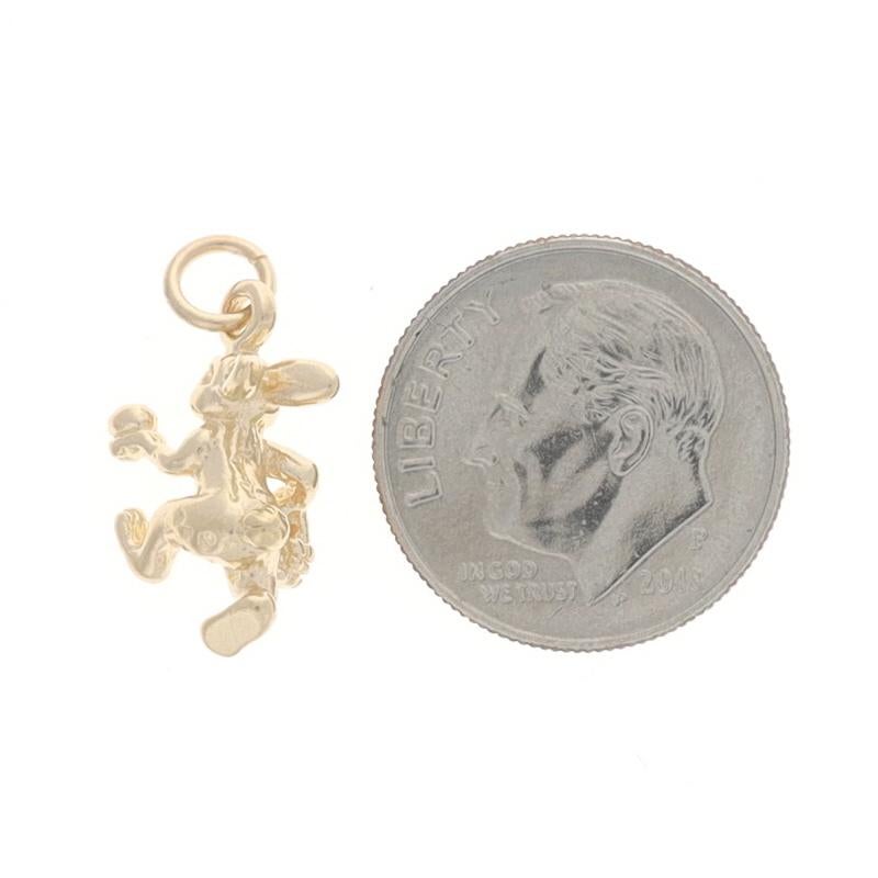 Women's or Men's Yellow Gold Easter Bunny Rabbit Charm - 14k Peter Cottontail Spring Holiday For Sale