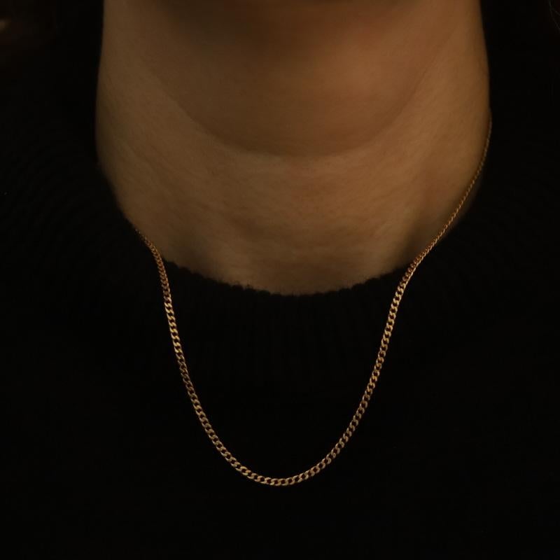 Women's Yellow Gold Edwardian Diamond Cut Curb Chain Necklace 18 1/2