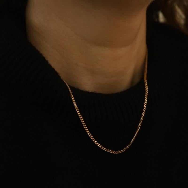 Yellow Gold Edwardian Diamond Cut Curb Chain Necklace 18 1/2