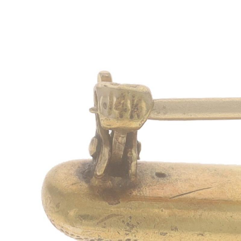 Yellow Gold Edwardian Flower Garland Bar Brooch - 14k Antique Enamel Pin For Sale 1