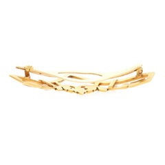 Yellow Gold Edwardian Pearl Hair Barrette, 14 Karat Women's Antique Hair Clip
