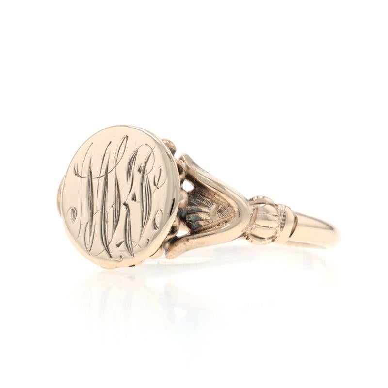 Bague chevalière édouardienne en or jaune - 10k Antique Monogram MKS Initials Pour femmes en vente