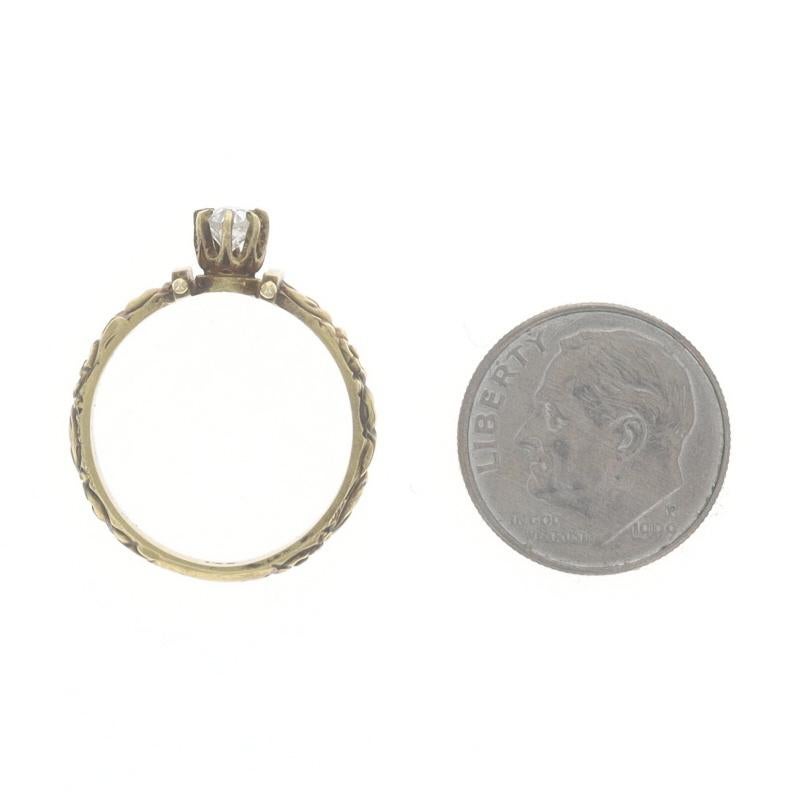 Gelbgold Edwardian Solitaire Verlobungsring -14k Old Mine .25ct Floral 6 1/2 im Angebot 1