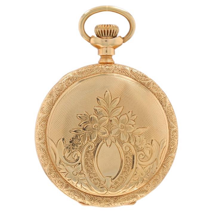 Montre de poche en or jaune Edwrdian Hunter 14k Non Courant en vente