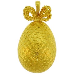 Yellow Gold Egg Charm Pendant, French, 1980s