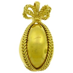 Yellow Gold Egg Charm Pendant, French 1980s