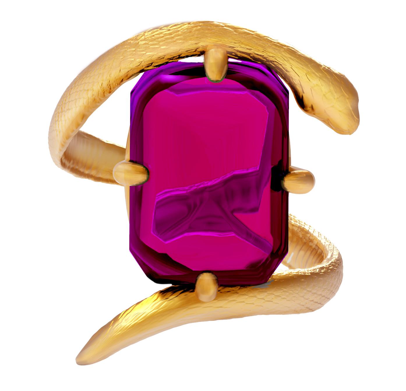 Yellow Gold Engagement Ring with Natural Raspberry Pink Tourmaline For Sale 1