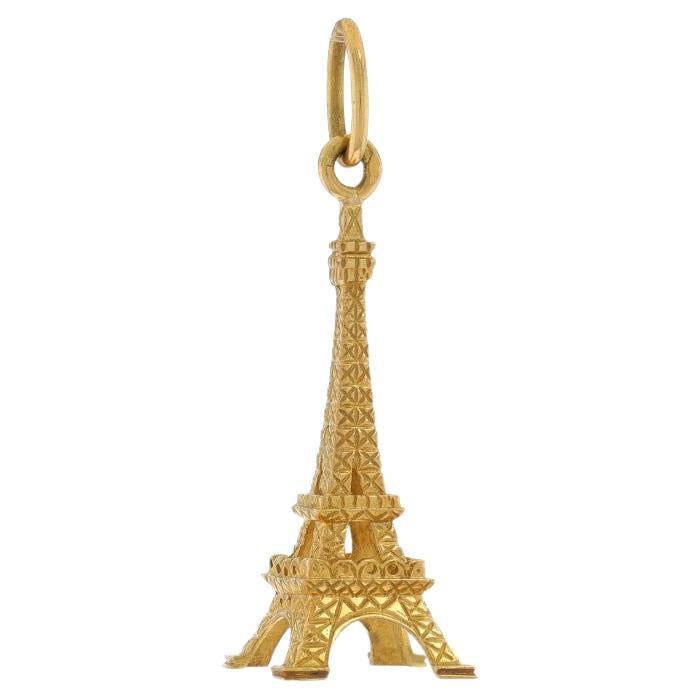 Yellow Gold Eiffel Tower Charm - 18k Paris, France Souvenir Pendant