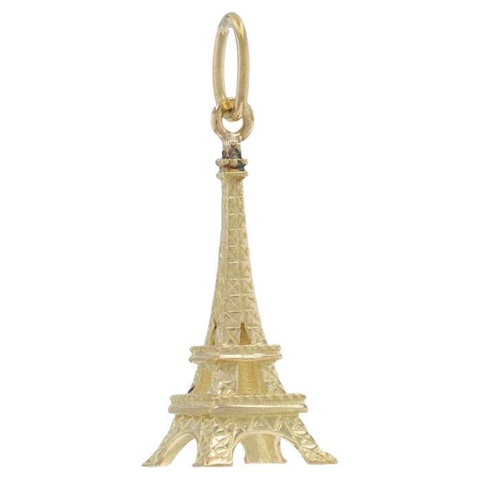 Yellow Gold Eiffel Tower Charm - 18k Paris, France Travel Gift For Sale