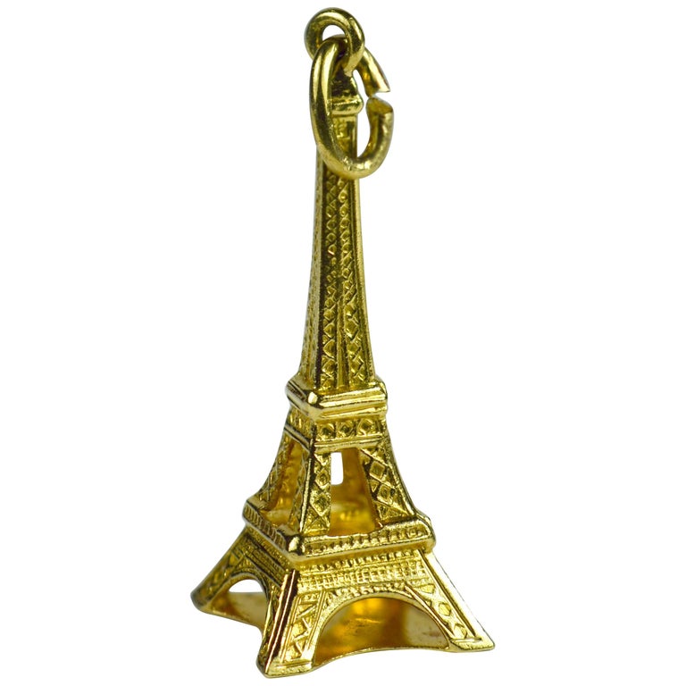 Yellow Gold Eiffel Tower Charm For Sale at 1stDibs