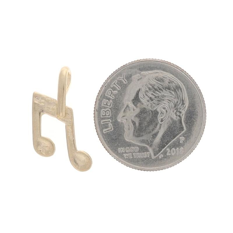 Women's or Men's Yellow Gold Eighth Note Pendant - 14k Music Musician's Gift Charm For Sale