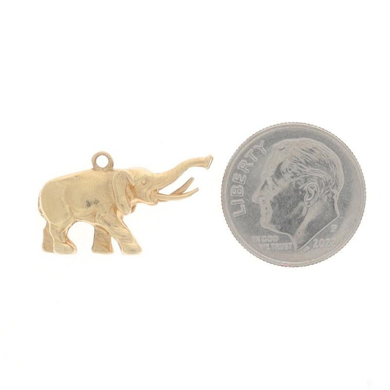 Women's or Men's Yellow Gold Elephant Charm - 14k Walking Pachyderm For Sale