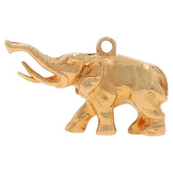 Yellow Gold Elephant Charm - 14k Walking Pachyderm For Sale