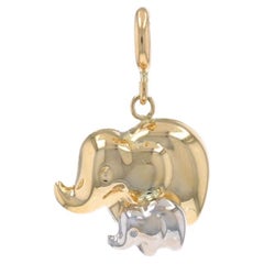Breloque Mama & Baby Pachyderms en or jaune et veau d'éléphant - 14 carats