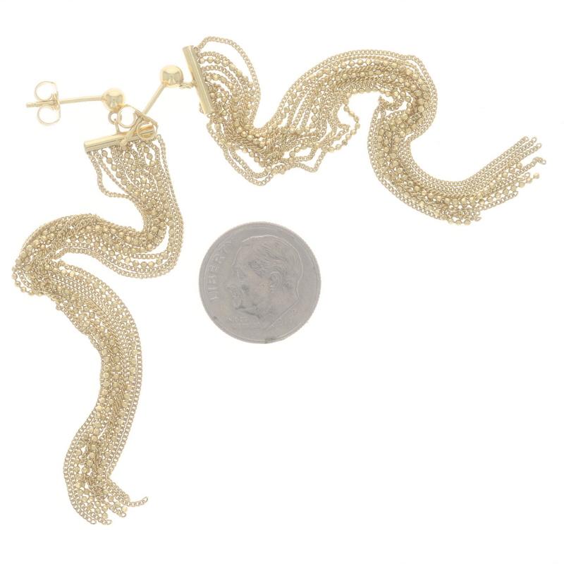 Orecchini a catena a cascata in oro giallo a undici fili - 18k Curb Bead - forati in vendita 1
