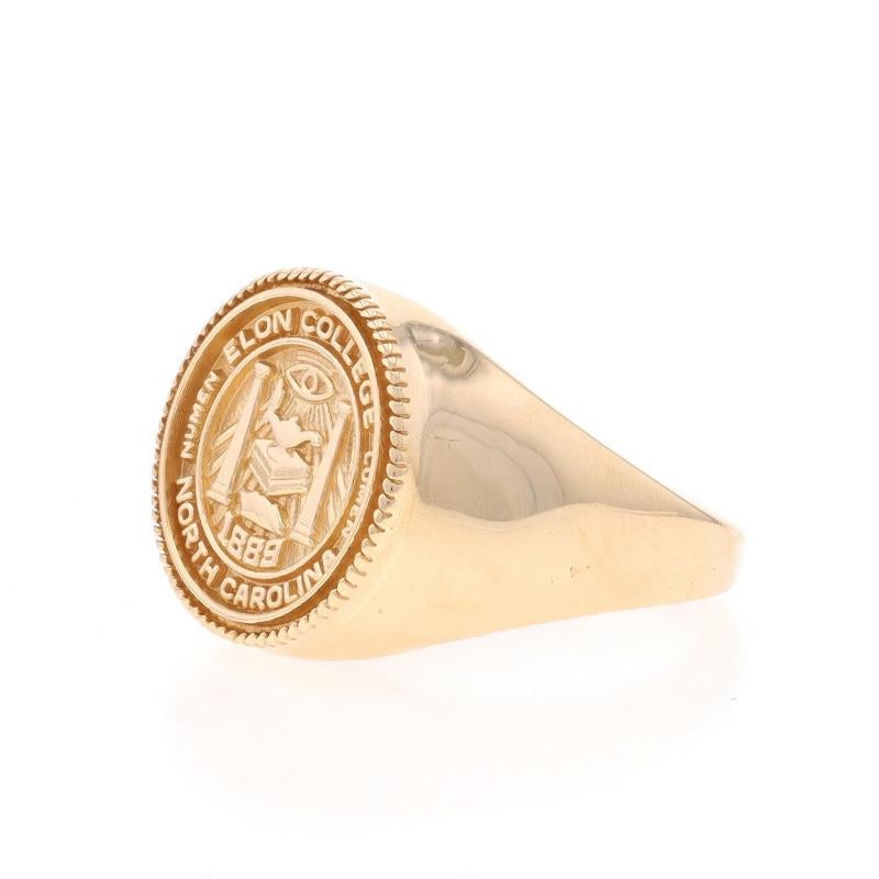 Women's or Men's Yellow Gold Elon College Seal Signet Class Ring - 14k North Carolina For Sale