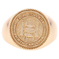 Or jaune Elon College Seal Signet Class Ring - 14k North Carolina