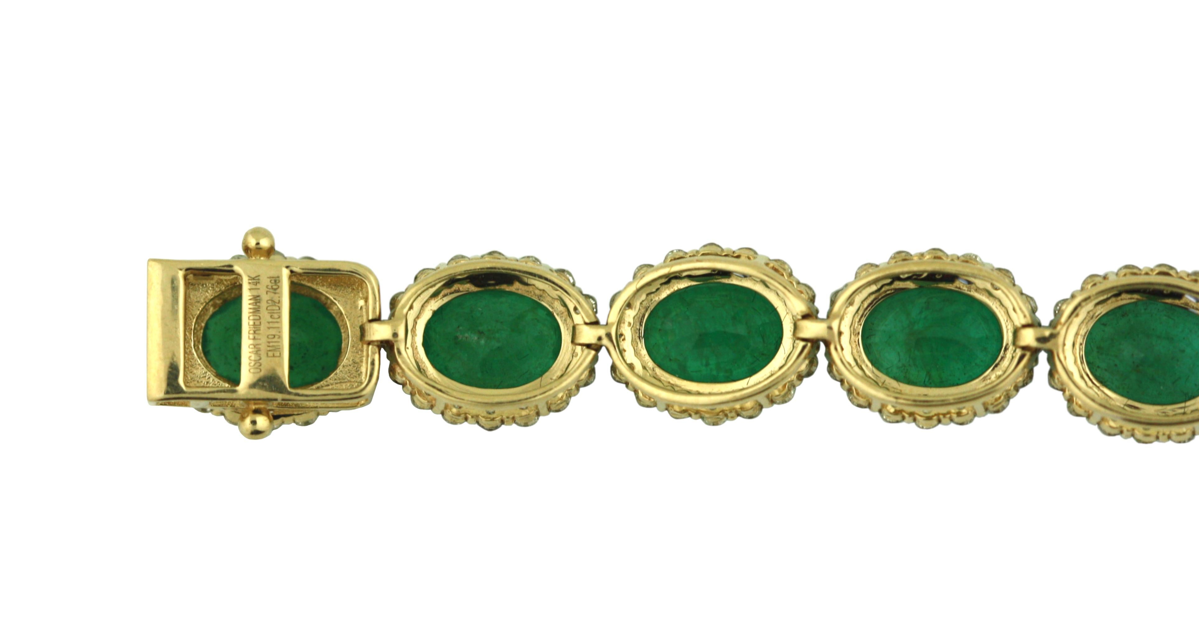 Emerald Cut Yellow Gold Emerald and Diamond bracelet