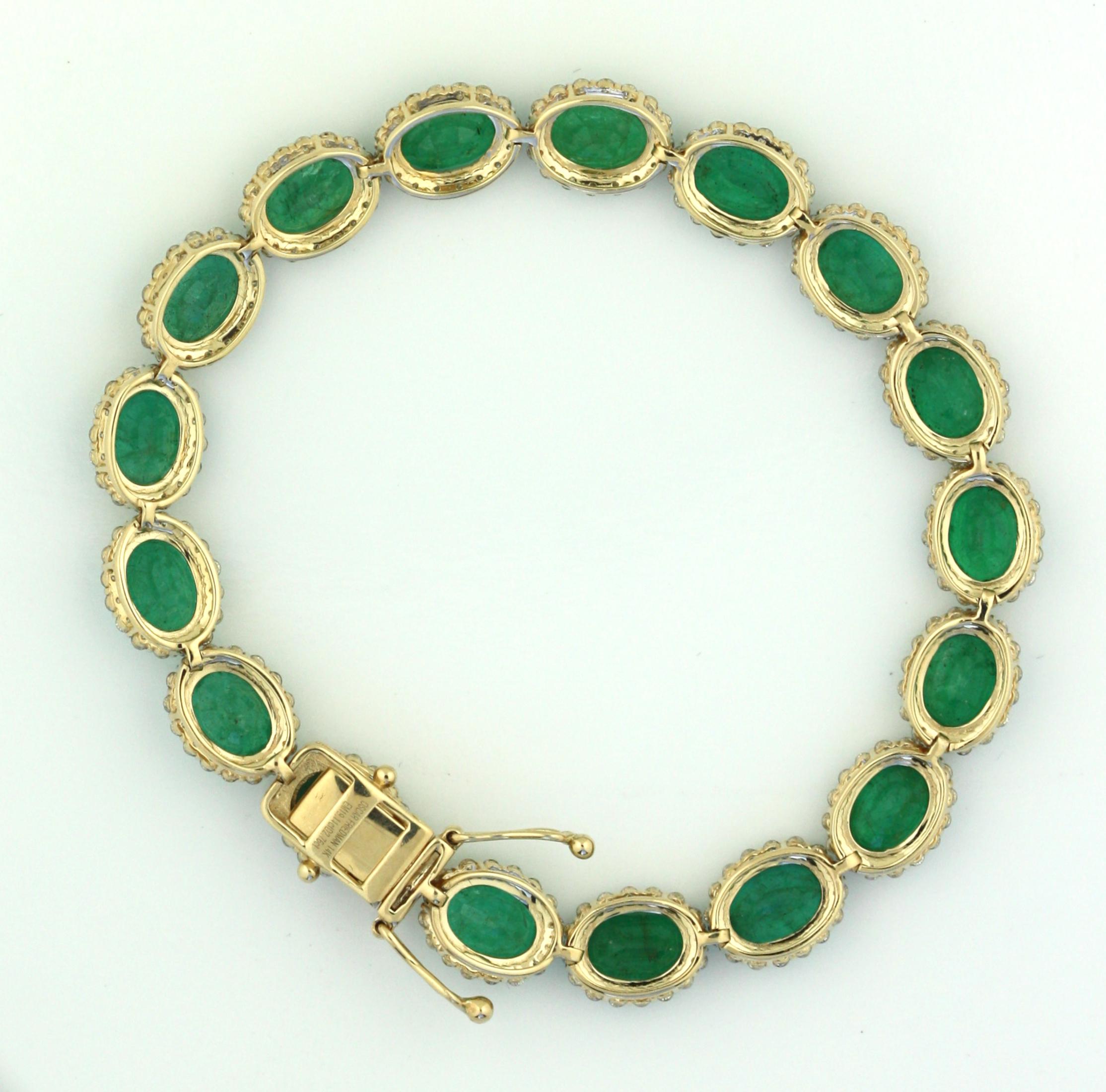 Yellow Gold Emerald and Diamond bracelet 1