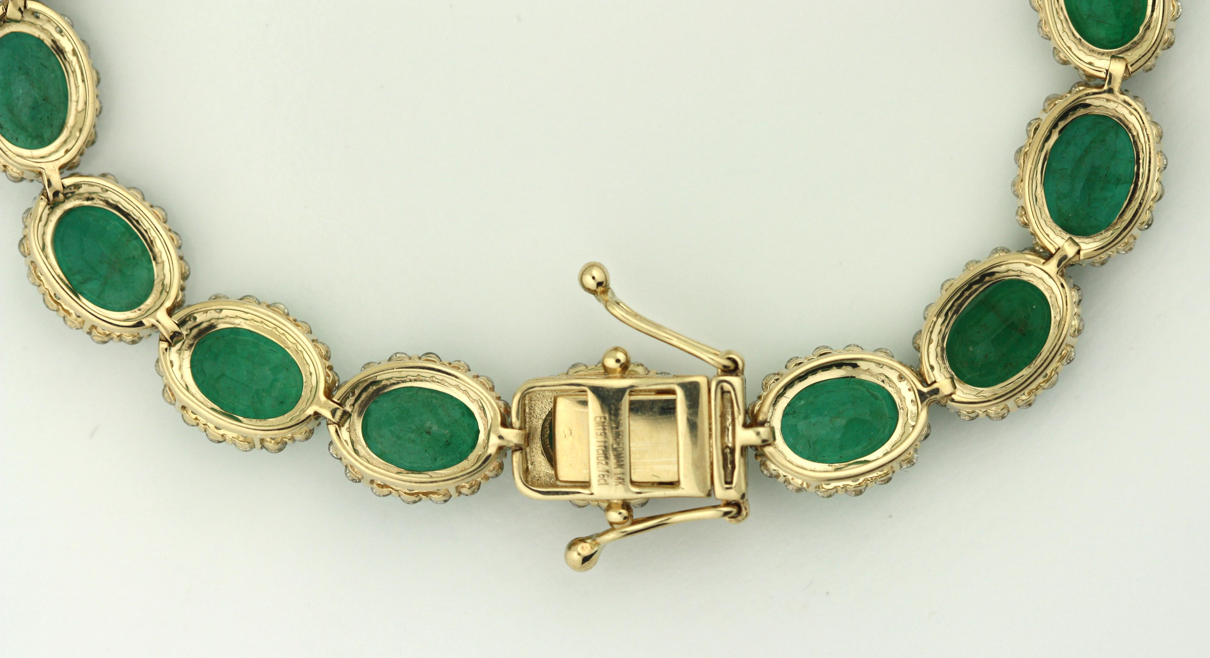 Yellow Gold Emerald and Diamond bracelet 2