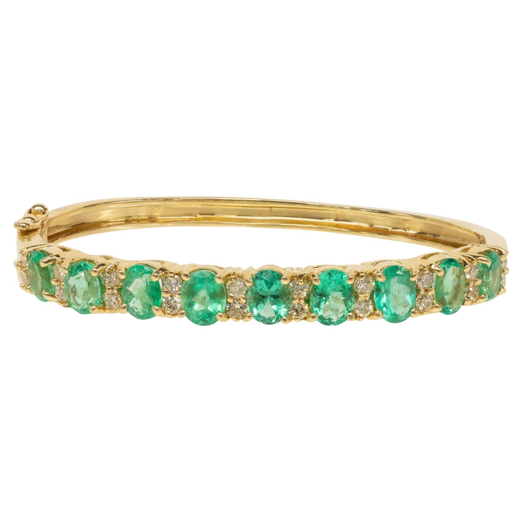 Yellow Gold Emerald and Diamond Bracelet