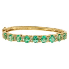 Yellow Gold Emerald and Diamond Bracelet