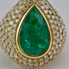 Yellow Gold Emerald and Diamond Cocktail Ring