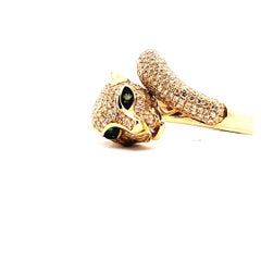 Yellow Gold Emerald and Diamond Panther Ring