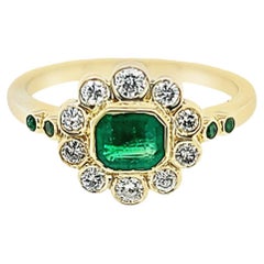 Yellow Gold Emerald and Diamond Ring