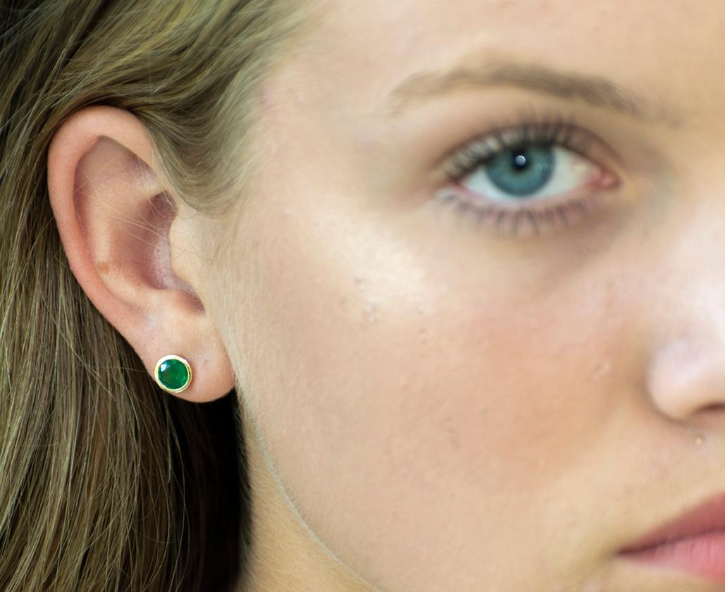 emerald bezel earrings