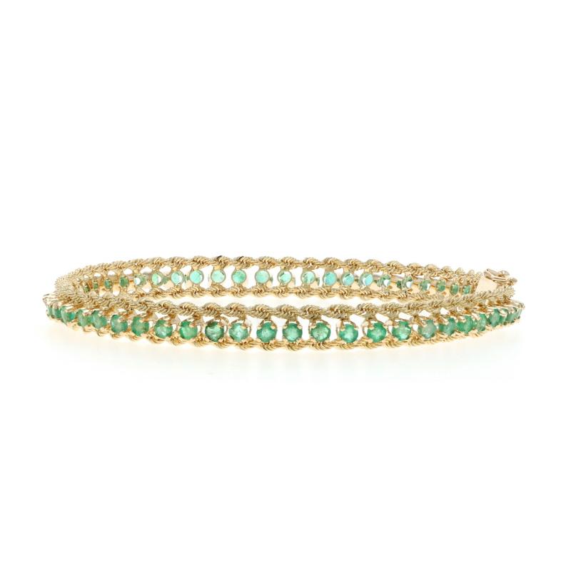 Yellow Gold Emerald Chain Bracelet 6 1/2