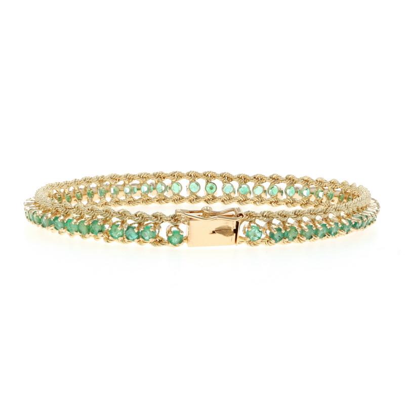 Women's Yellow Gold Emerald Chain Bracelet 6 1/2