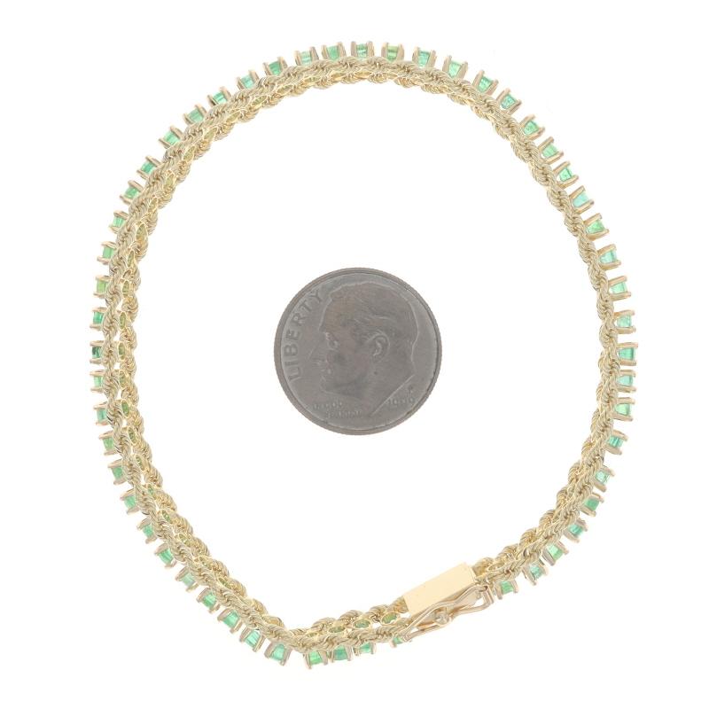 Yellow Gold Emerald Chain Bracelet 6 1/2