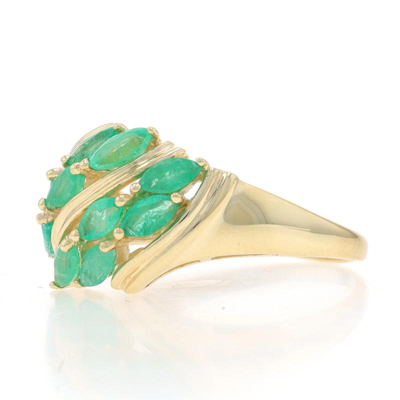 Women's Yellow Gold Emerald Cluster Cocktail Ring - 10k Marquise .60ctw