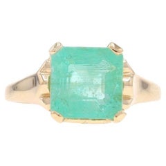 Gelbgold Smaragd Cocktail Solitär Ring - 14k Square Cut Smaragd 2,67 Karat