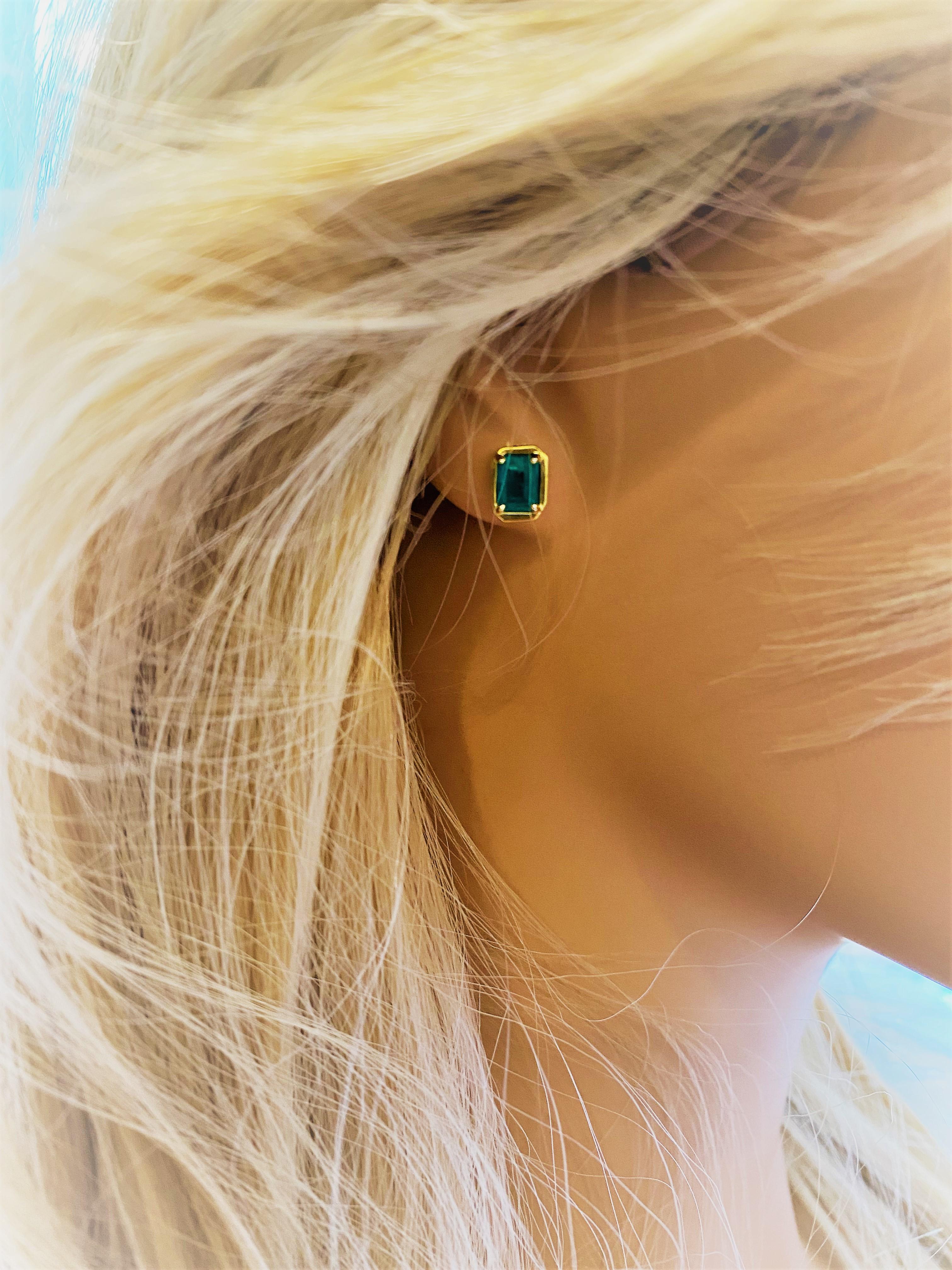 emerald bezel earrings