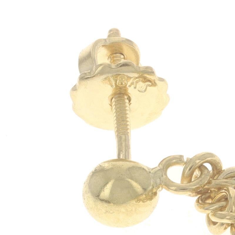 Women's Yellow Gold Emerald Dangle Earrings 18k Square 2.04ctw Flowers Pierced For Sale