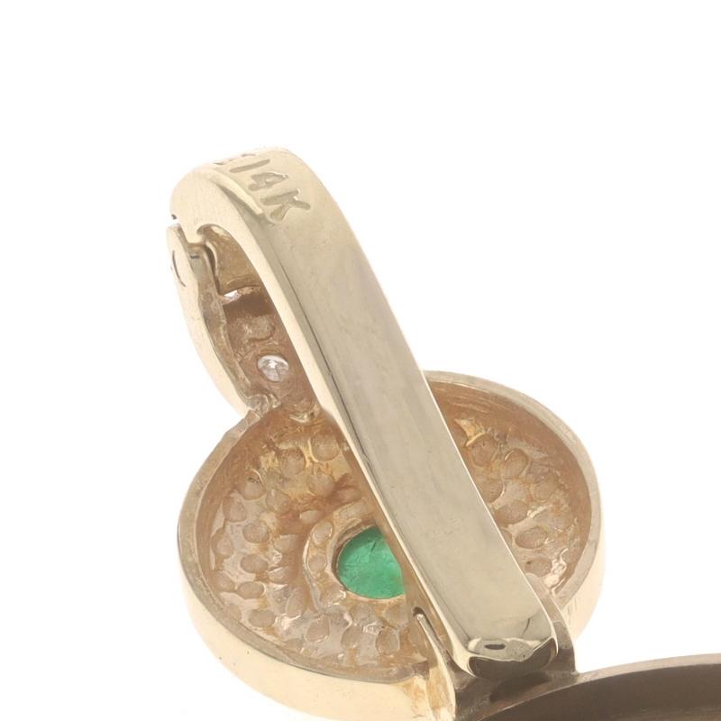 Women's Yellow Gold Emerald & Diamond Ancient Roman Coin Enhancer Pendant - 14k & Bronze For Sale