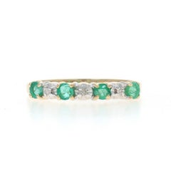 Yellow Gold Emerald Diamond Band - 14k Round .27ctw Four-Stone Ring
