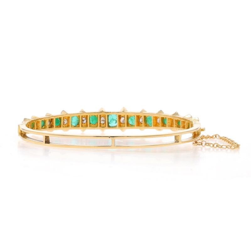 Bracelet jonc en or jaune avec émeraudes et diamants 6 1/2