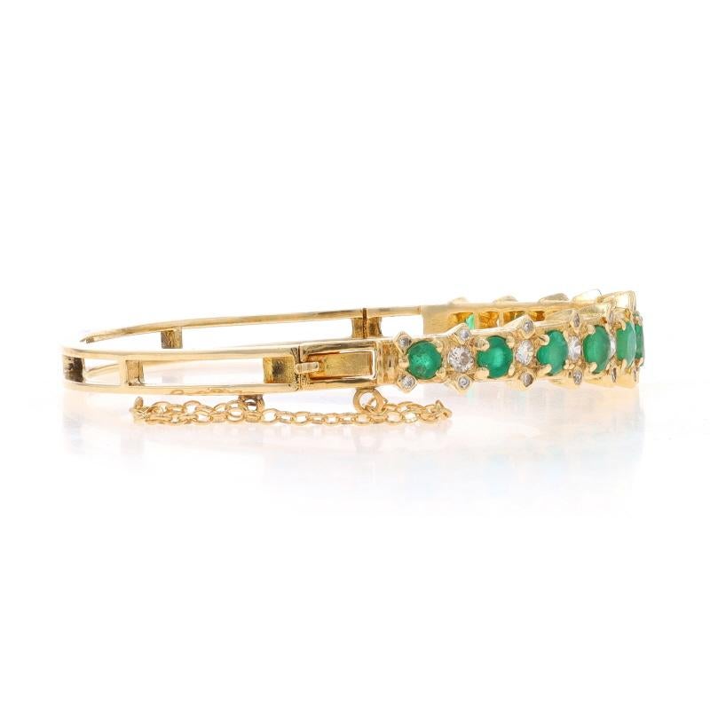 Bracelet jonc en or jaune avec émeraudes et diamants 6 1/2
