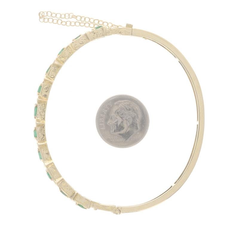 Bracelet jonc en or jaune avec émeraudes et diamants 6 1/2