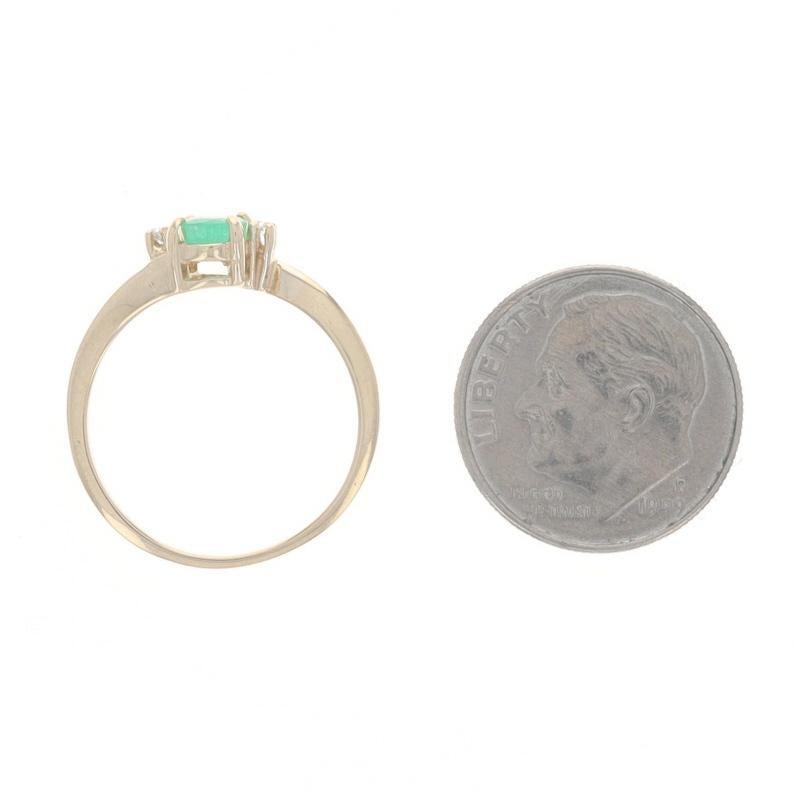 Yellow Gold Emerald Diamond Bypass Ring - 14k Oval .54ctw For Sale 1